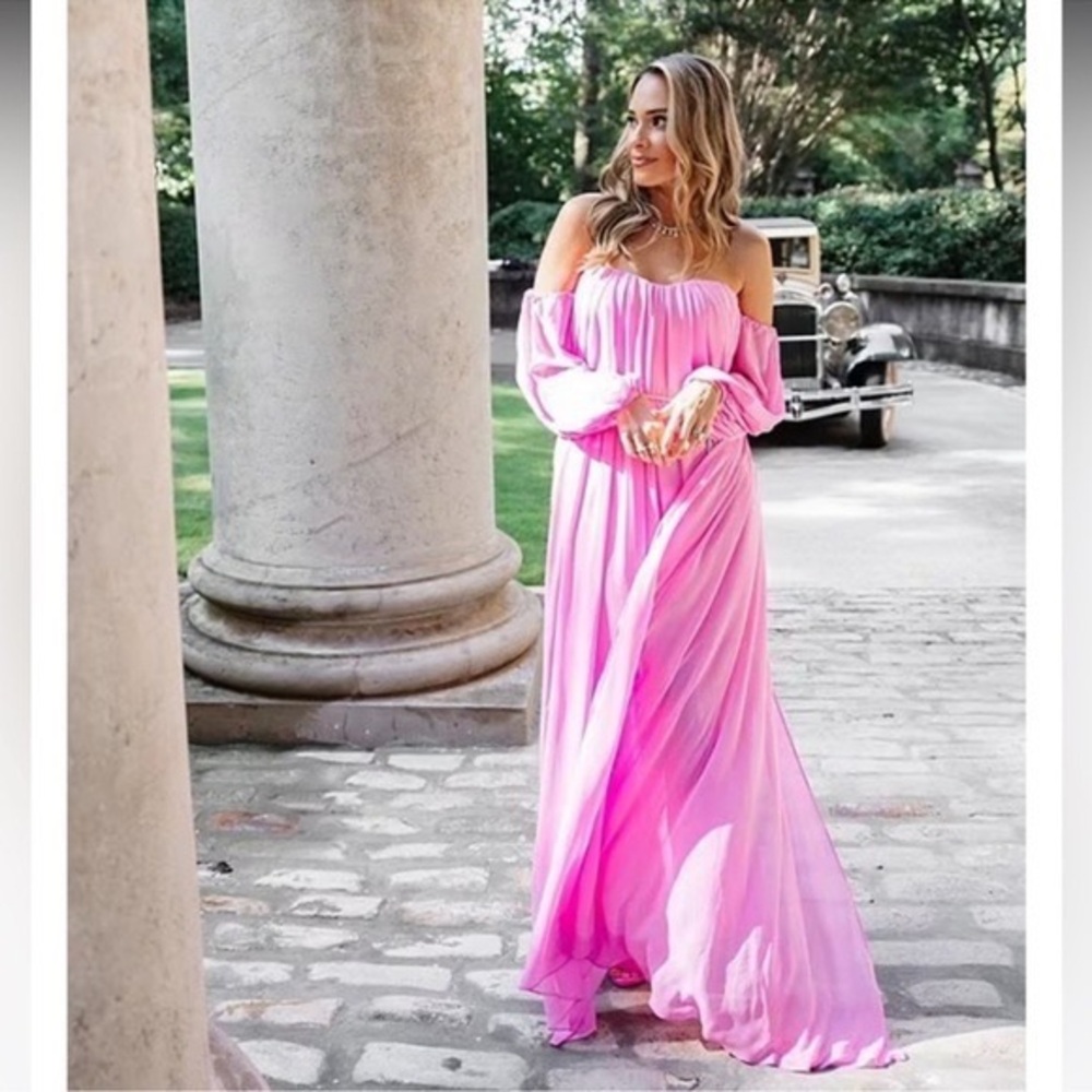 NWT ANTONIO MELANI x Breast Cancer Awareness Capsule Stacy Chiffon Dress NO belt